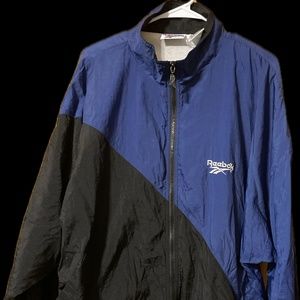 Large Reebok Vintage Black & Blue Windbreaker